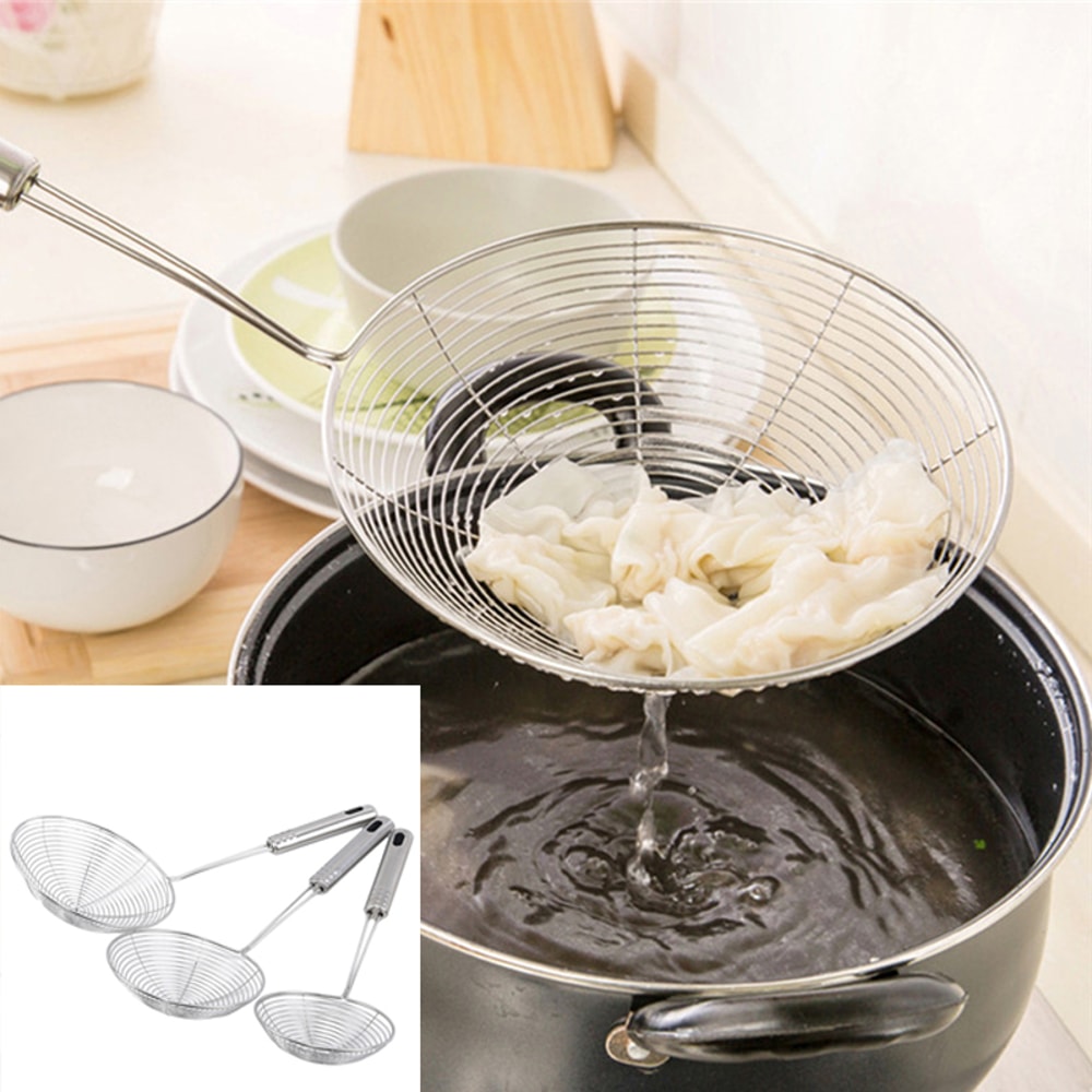 Oval Skimmer Stainless Steel Food Filter Colander Kitchen Strainer Oil Pot