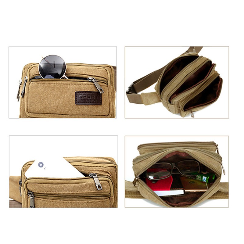 Canvas Waist Bag Multifunctional Male Waist Pack Durable Outdoor Sports Phone Purse 1