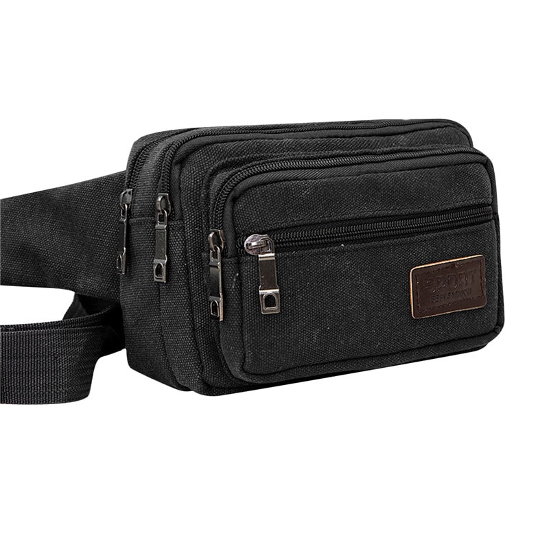 Canvas Waist Bag Multifunctional Male Waist Pack Durable Outdoor Sports Phone Purse 4