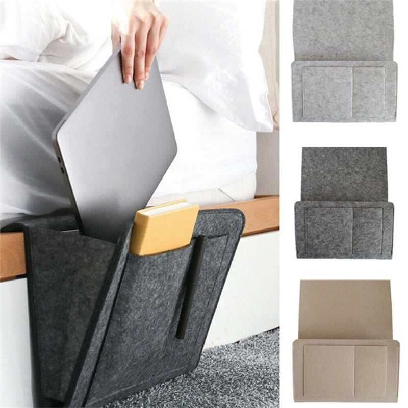 Felt Bedside Storage Bag Couch Storage Organiser Bed Holder Pockets For Remote Control 0