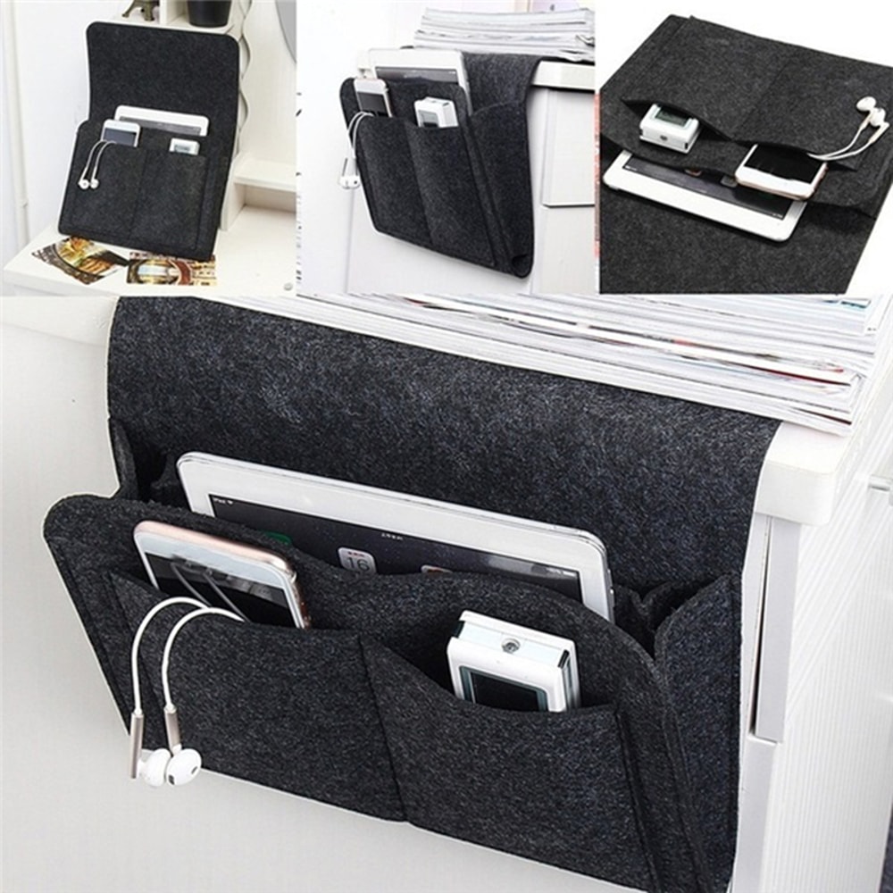 Felt Bedside Storage Bag Couch Storage Organiser Bed Holder Pockets For Remote Control 1