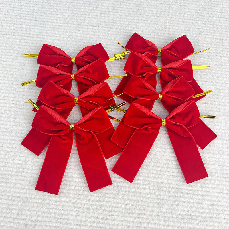 Christmas Bow Red Gold Velvet Mini Tree Bow For Home Decor Wedding Decor Navidad New Year Party DIY 2