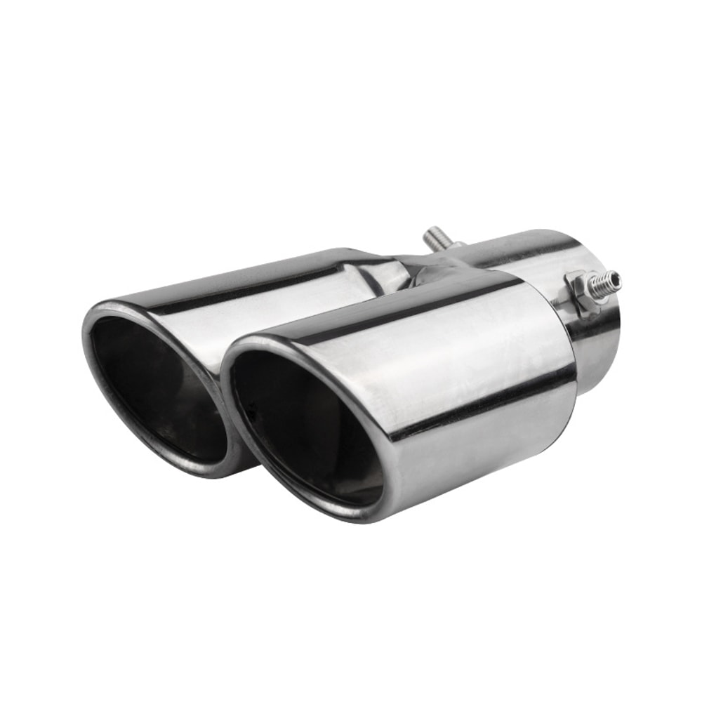 Car Universal Stainless Steel Exhaust Pipe Double Pipe Tail One To Two Grilled Blue Modification 10