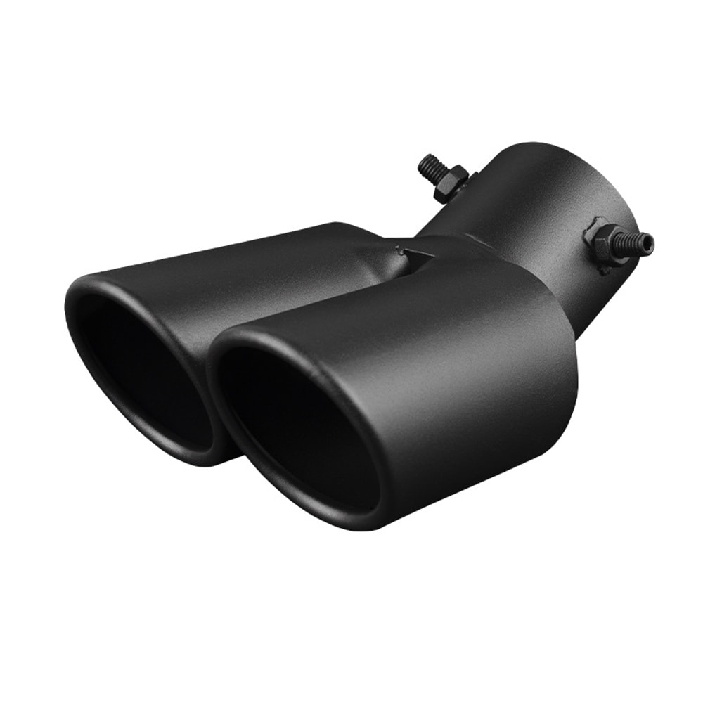 Car Universal Stainless Steel Exhaust Pipe Double Pipe Tail One To Two Grilled Blue Modification 13