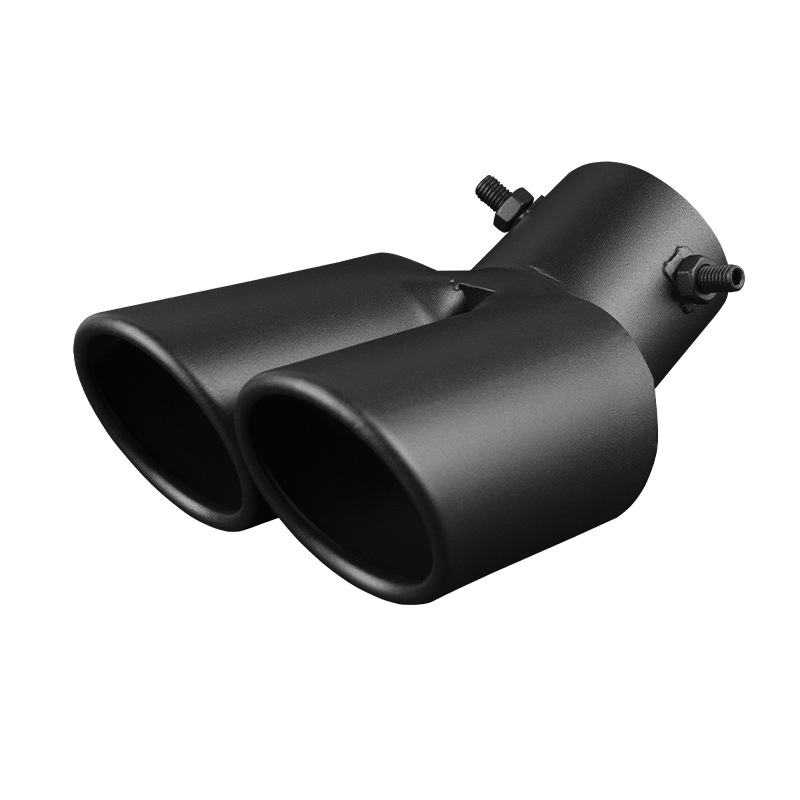 Car Universal Stainless Steel Exhaust Pipe Double Pipe Tail One To Two Grilled Blue Modification 13