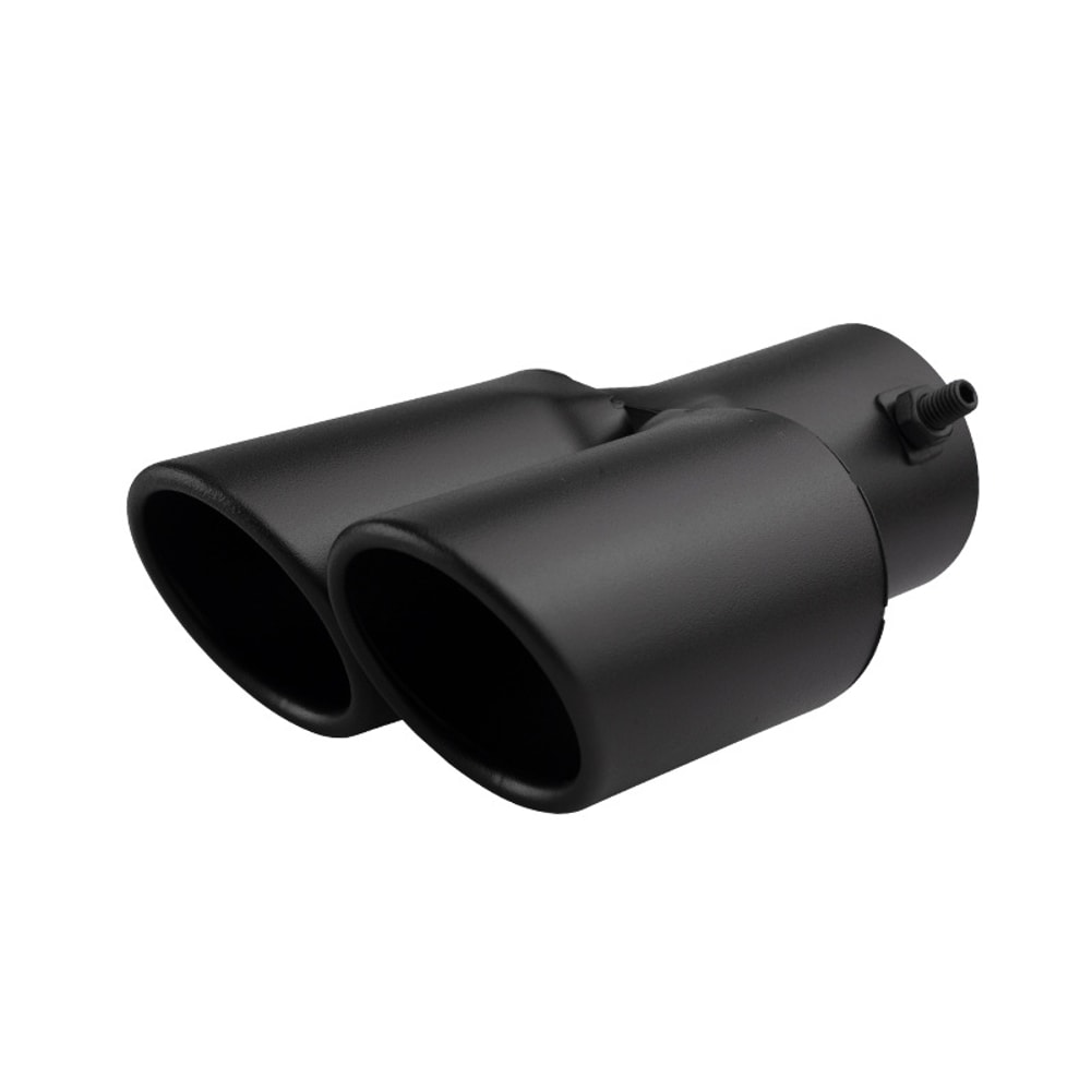 Car Universal Stainless Steel Exhaust Pipe Double Pipe Tail One To Two Grilled Blue Modification 12