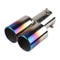 Car Universal Stainless Steel Exhaust Pipe Double Pipe Tail One To Two Grilled Blue Modification 15