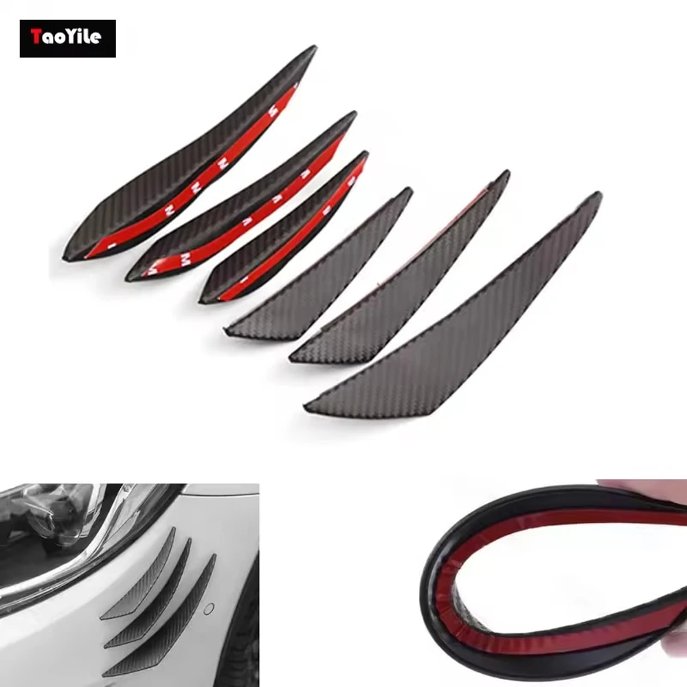 Universal Carbon Wire Pattern Car Spoiler Crescent Shaped Modification Front Bumper Side Skirt Part 1