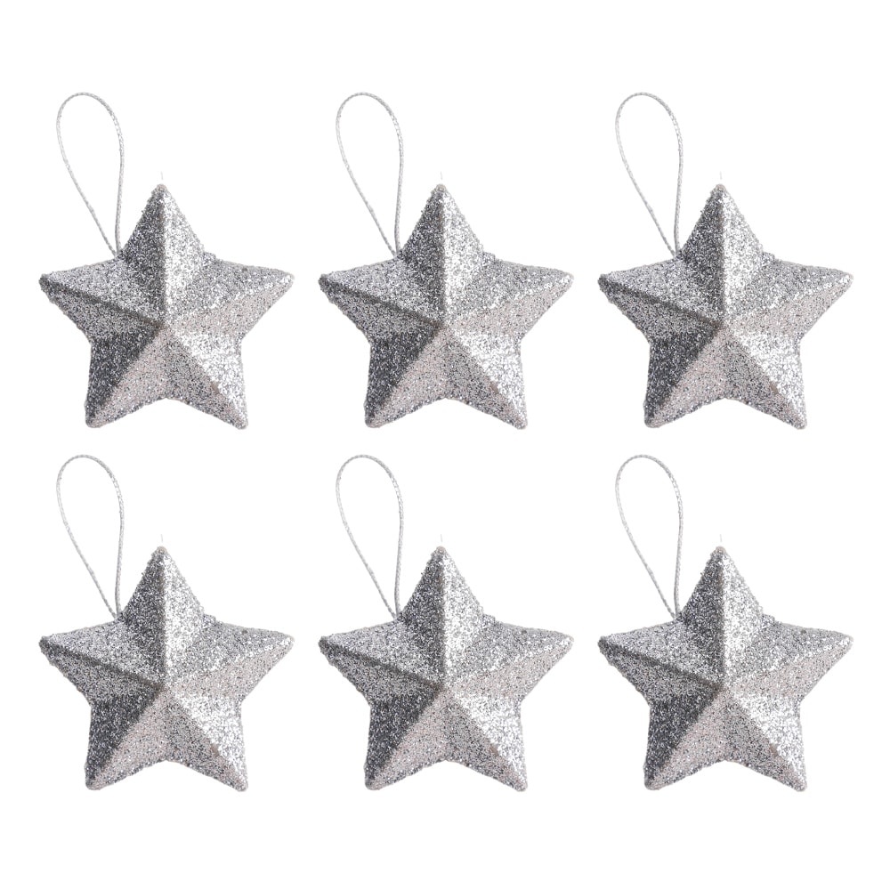 Gold Glitter Star Ornaments Christmas Tree Pendant Festive Party Decorations 8