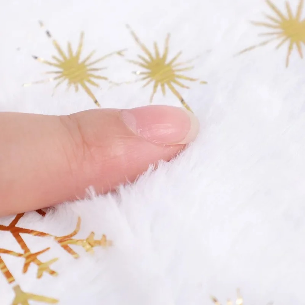 Christmas Tree Skirt White Faux Fur Sequin Carpet Mat Round Xmas Tree Skirt For Holiday Party Decor 4