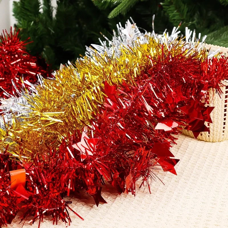 Christmas PVC Tinsel Ribbon Garlands Colorful Star Ornaments For Tree And Home Decor 4