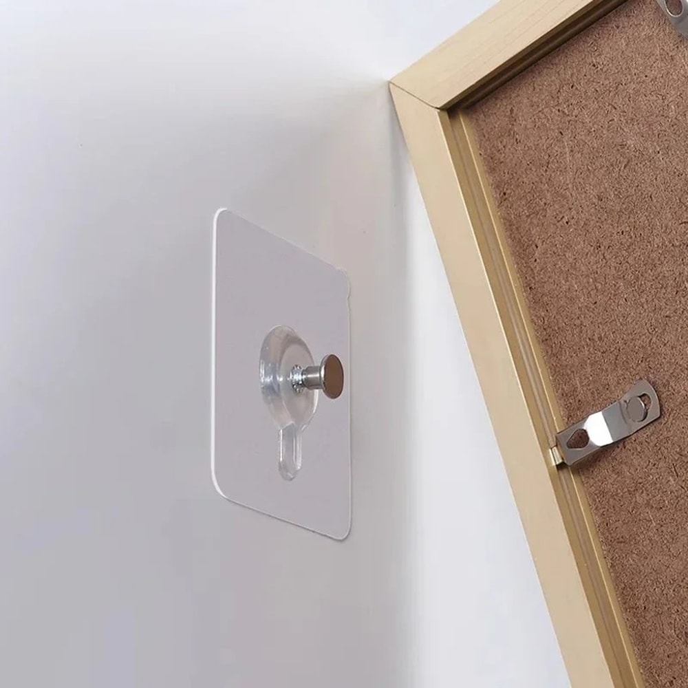 Self Adhesive Wall Hooks Clear Stickers Picture Frame Nails Punch Free Hanging Screws For Home Phot 1