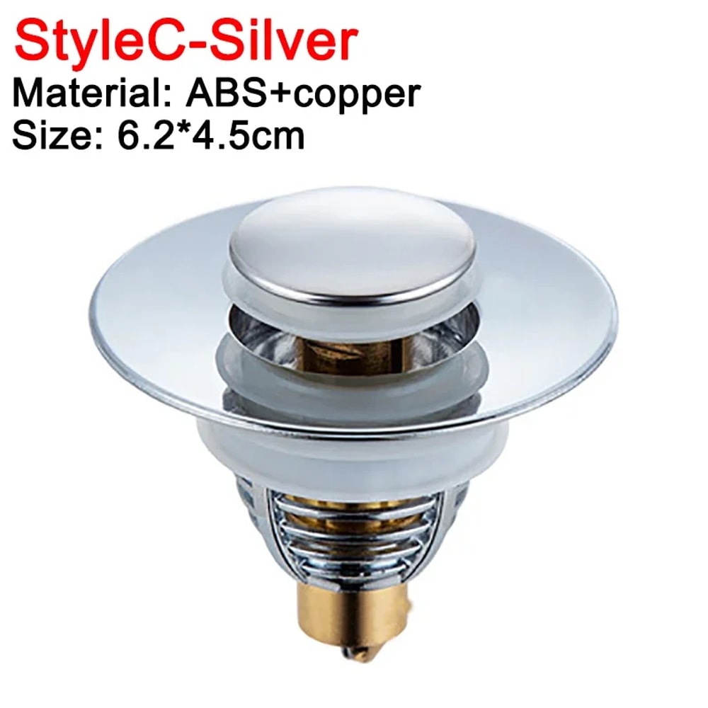 Bathroom Drain Cover PopUp Drain Stopper Hair Catcher Basin Filter Valve 7