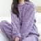 Autumn Women Solid Warm Sets Thicken Velvet Ribbed Fleece Pullover And Pants Casual Pajama Sets 1