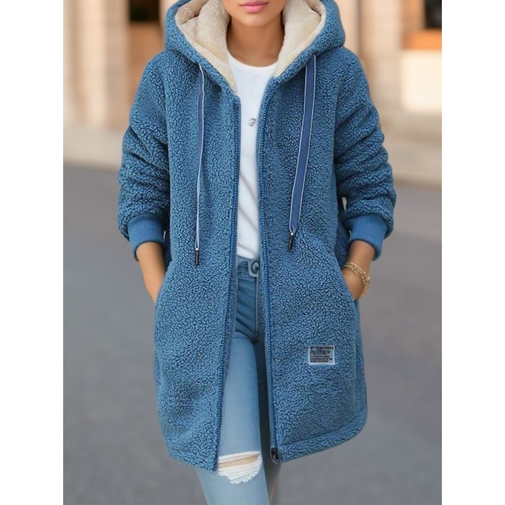Thickened Fleecelined Sweatshirt Womens Hooded Top Cardigan Winter Trendy New Style Lamb Wool Jacke 1