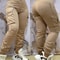 Women Casual Work Pants Autumn Winter Cuffed Cargo Pants With Chain Decor 3