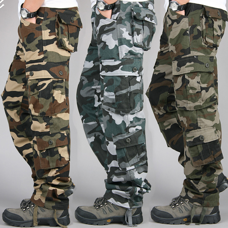 Men Tactical Camouflage Overalls HighQuality Cotton Multi Pocket Trousers For Sports And Work 0