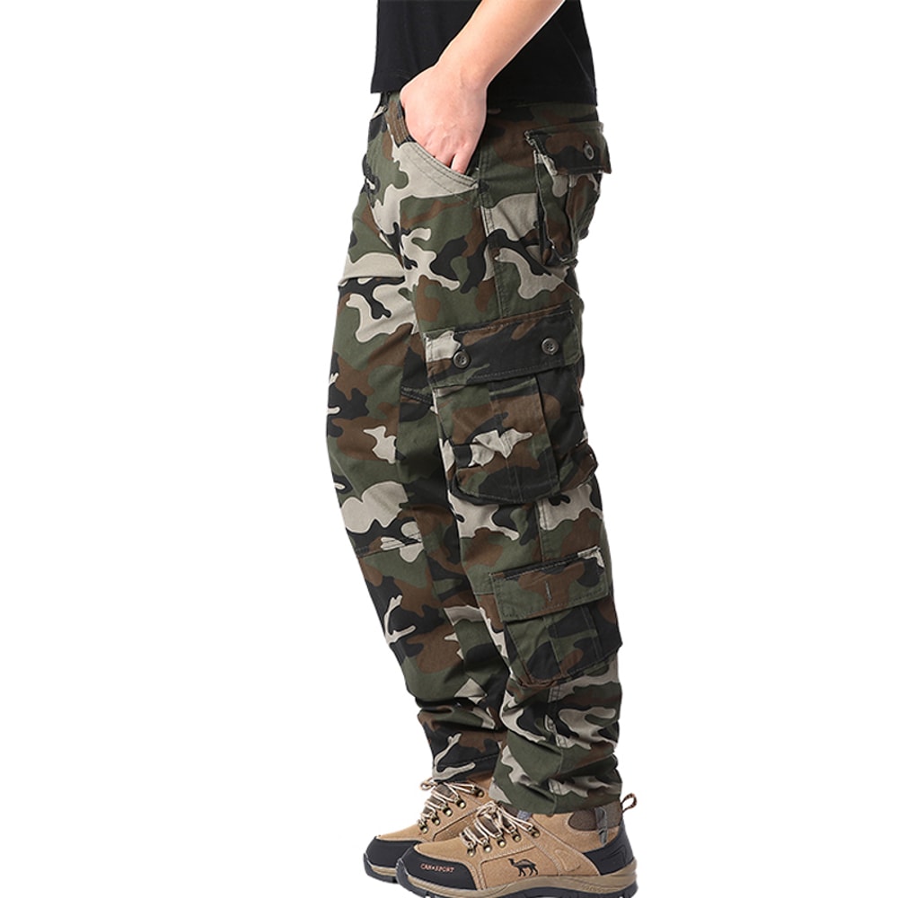 Men Tactical Camouflage Overalls HighQuality Cotton Multi Pocket Trousers For Sports And Work 1