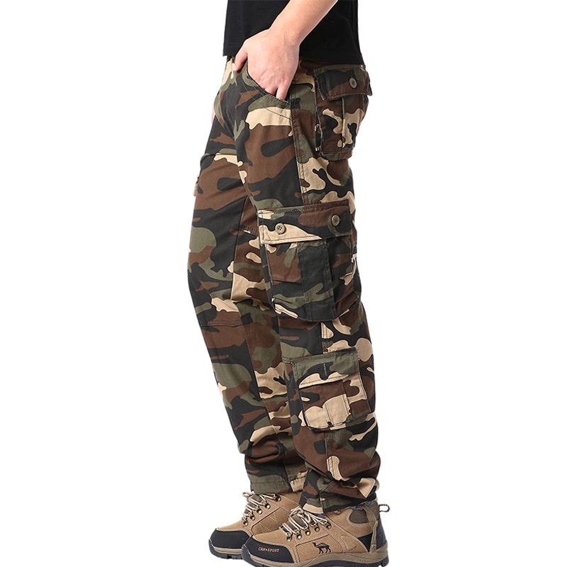 Men Tactical Camouflage Overalls HighQuality Cotton Multi Pocket Trousers For Sports And Work 5