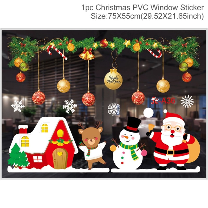 Christmas Wall Window Stickers Marry Christmas Decoration For Home Xmas Gift New Year Christmas Orn 5
