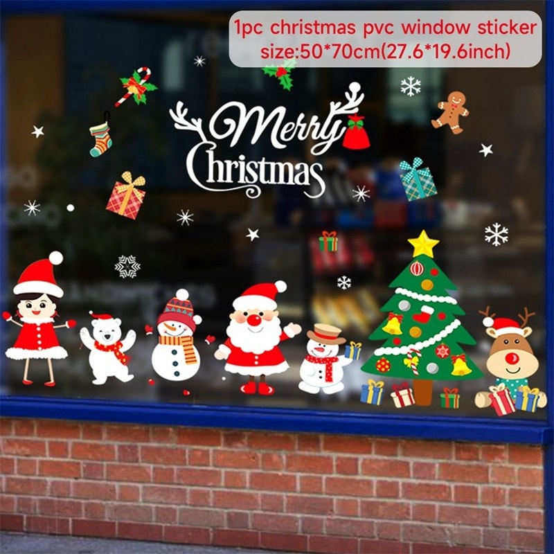 Christmas Wall Window Stickers Marry Christmas Decoration For Home Xmas Gift New Year Christmas Orn 4