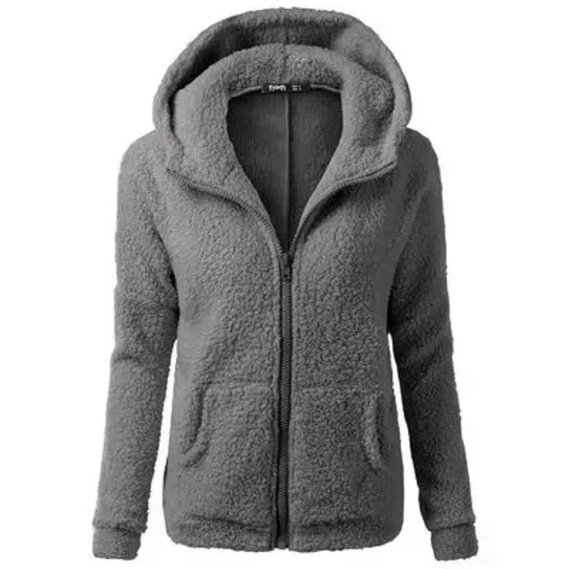 Autumn Winter Warm Jacket Women Hoodie Hooded Casual Female Hoodies Sweater Shirt Zipper Coat Solid 5