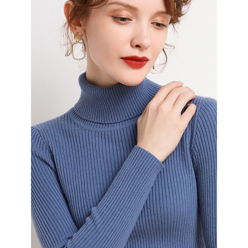 Women Fall Turtle Neck Sweater Knitted Soft Pullovers Cashmere Jumpers Basic Soft Sweaters Female B 3