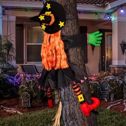 halloween orange hair witch, climbing tree decoration, indoor outdoor pendants, halloween theme decor