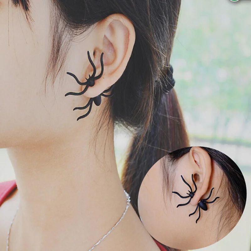 Halloween Party DIY Decoration Horror Black Spider Earrings Jewellery Piercing Clothing Decoration 1