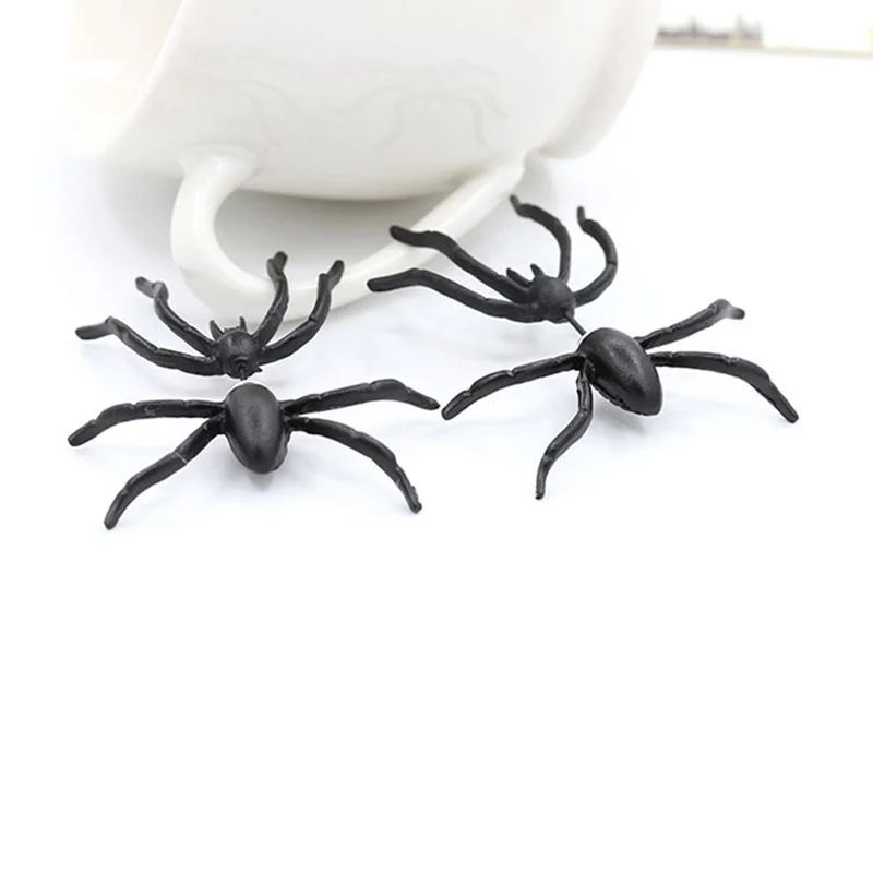 Halloween Party DIY Decoration Horror Black Spider Earrings Jewellery Piercing Clothing Decoration 2