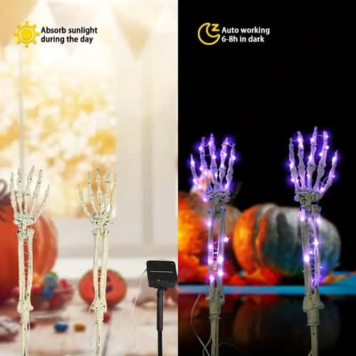 Halloween, Solar Garden Lights, Outdoor, Waterproof, Ghost Hand, LED Stake Lights, Horror, Decoration Lamp