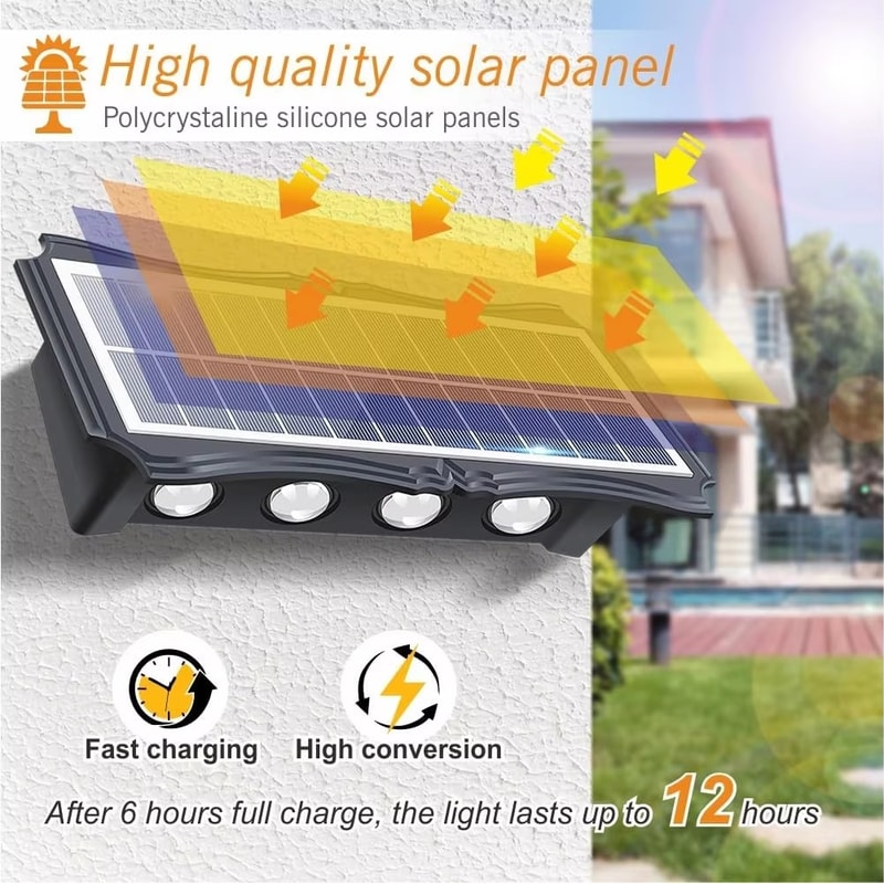 Solar Wall Lamp Outdoor, Solar LED Light Waterproof, Up And Down Luminous Lighting, Balcony Yard Garden Decoration Light