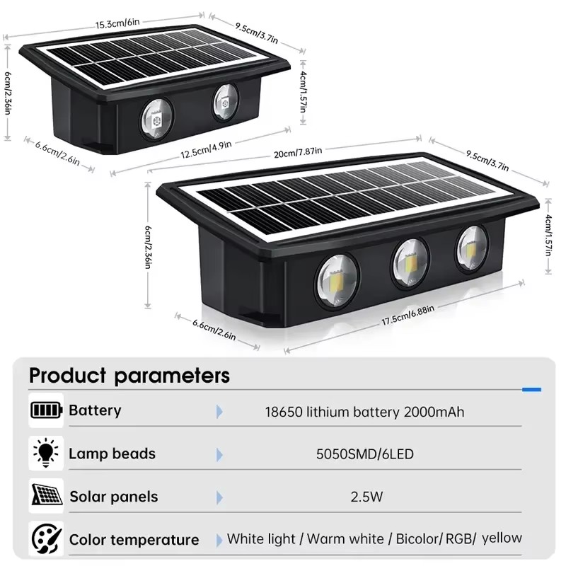 Solar Wall Lamp Outdoor, Solar LED Light Waterproof, Up And Down Luminous Lighting, Balcony Yard Garden Decoration Light