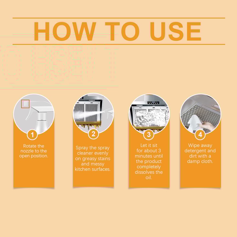 Heavy Oil Foam Cleaner For Kitchen Grills Ovens Range Hood And Stains Remover 5