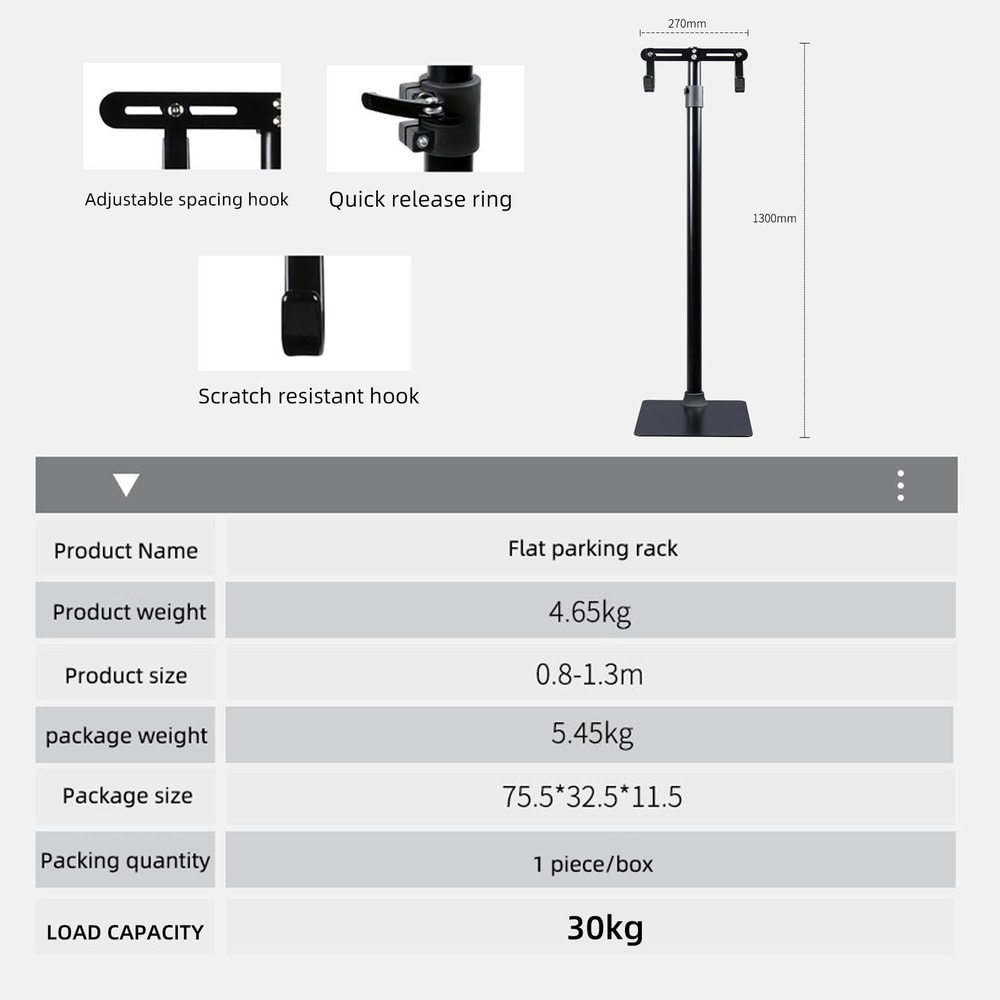 Think Rider Aluminium Alloy Bike Rack Adjustable Hook Floor Standing Bike Storage 2