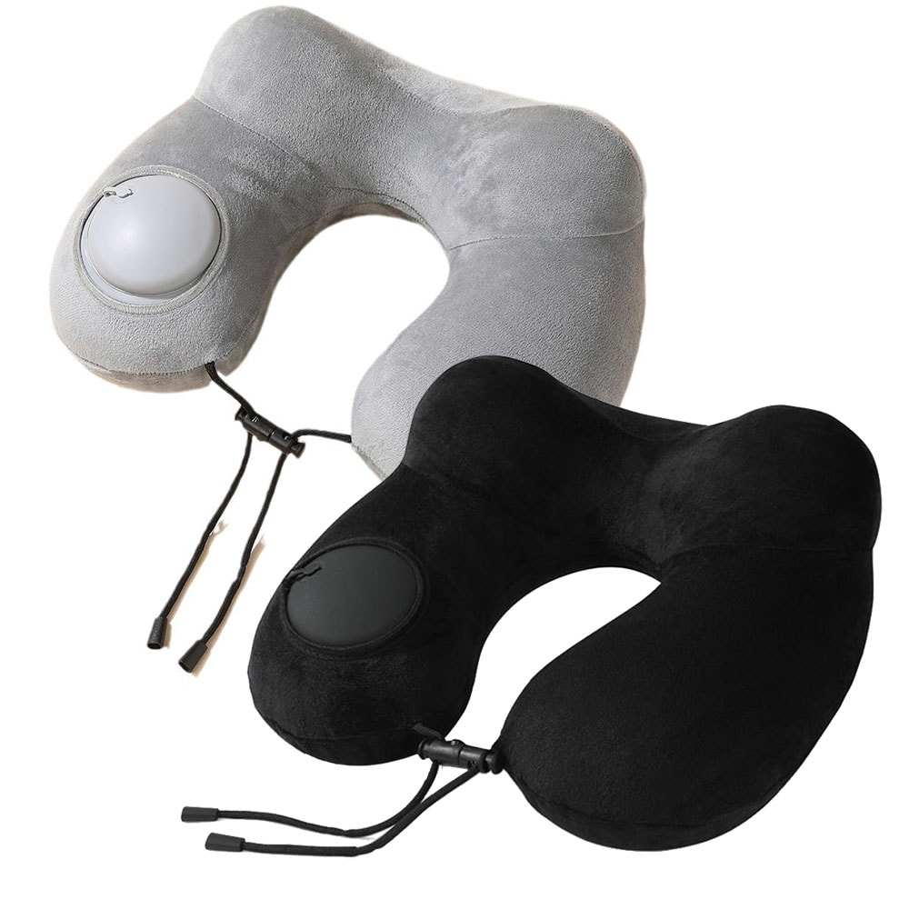Press and Inflate Portable Neck Pillow, Detachable for Cleaning, Suitable for Travel, Camping, and Business Trips