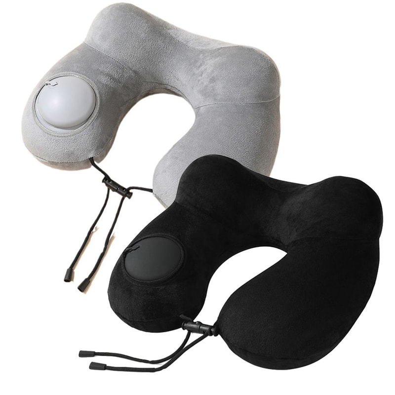 Press and Inflate Portable Neck Pillow, Detachable for Cleaning, Suitable for Travel, Camping, and Business Trips