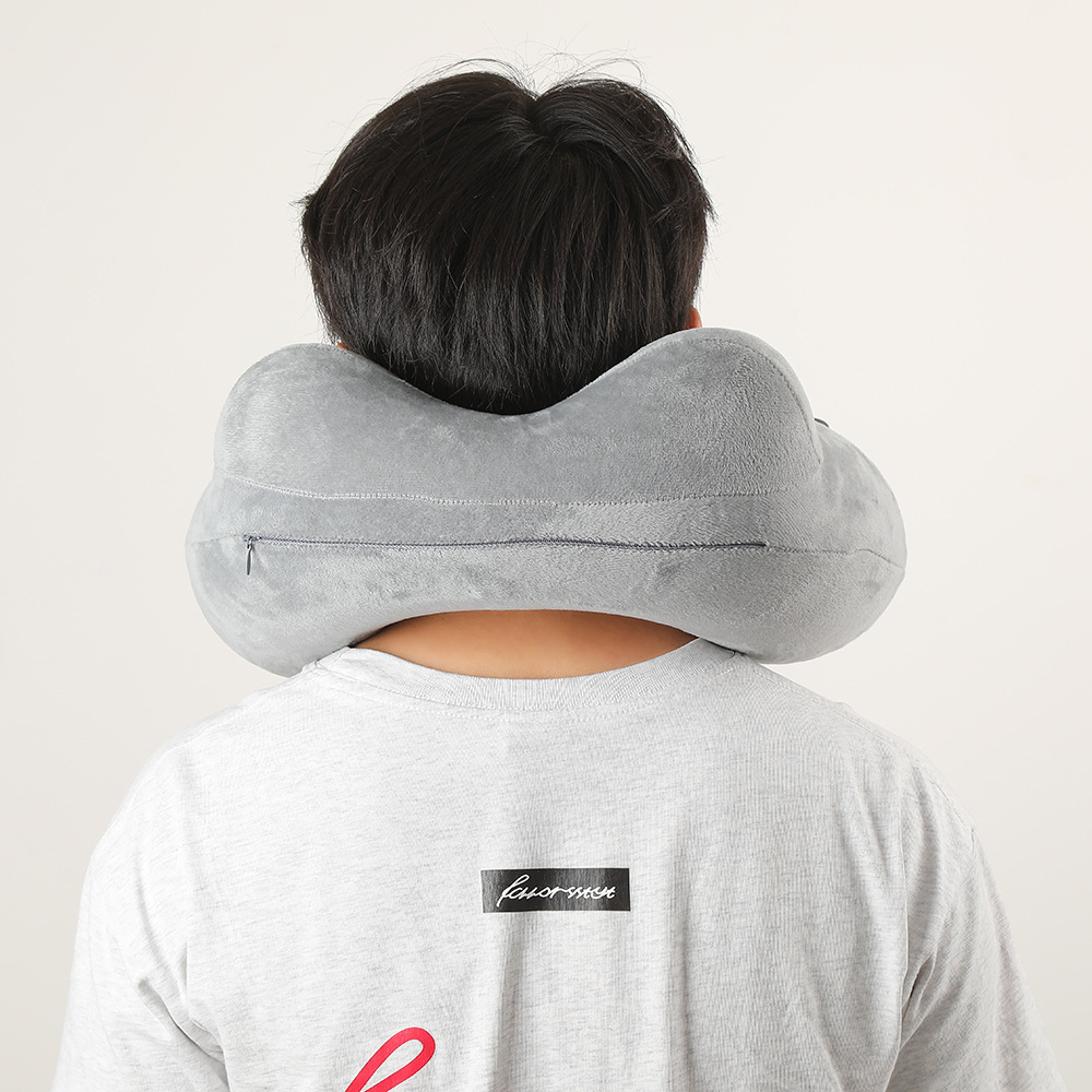 Press and Inflate Portable Neck Pillow, Detachable for Cleaning, Suitable for Travel, Camping, and Business Trips