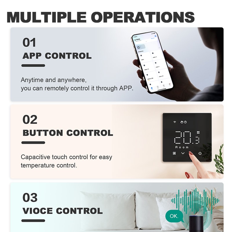 Smart WiFi Thermostat Zigbee Wireless Temperature Controller Battery Powered For Water And Gas Boil 4
