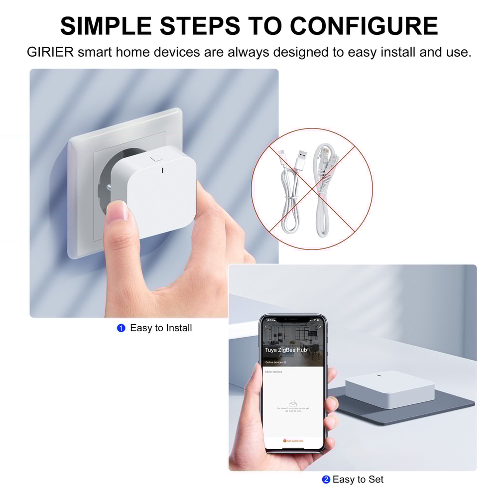 GIRIER Tuya ZigBee Gateway Hub Plugin Type Multimode ZigBee Bluetooth Gateway Bridge For Smart Home 2