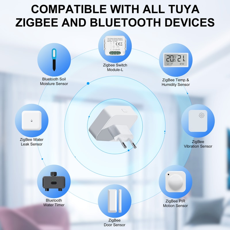 GIRIER Tuya ZigBee Gateway Hub Plugin Type Multimode ZigBee Bluetooth Gateway Bridge For Smart Home 3