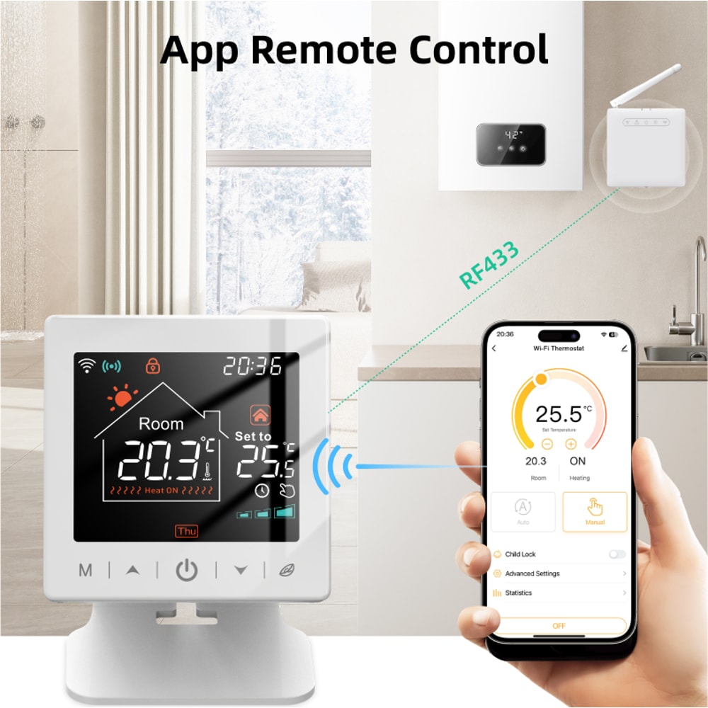 Smart WiFi Thermostat Wireless Temperature Controller Heating Water Gas Boiler USB Battery Powered 2