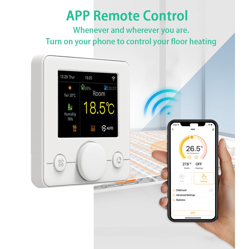 Smart WiFi Thermostat For Floor Heating Gas Boiler Humidity Control Google Home Alexa 1