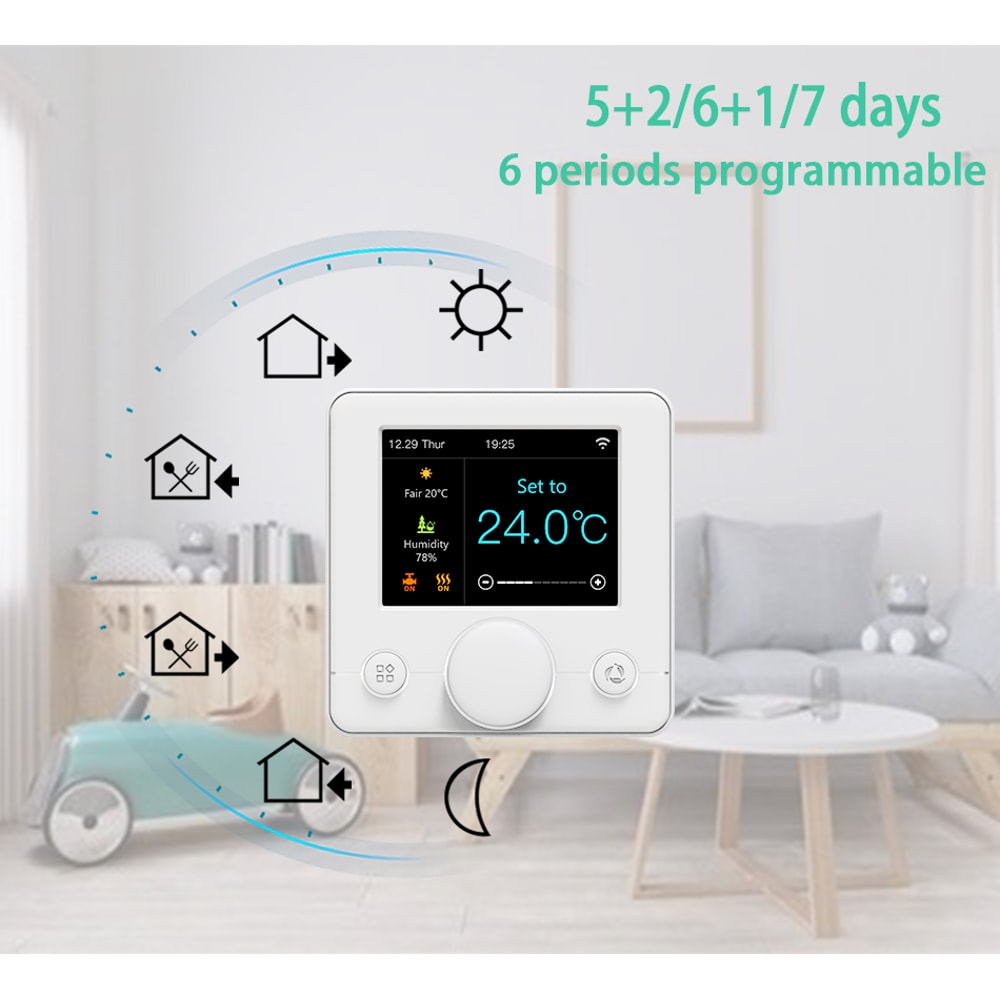 Smart WiFi Thermostat For Floor Heating Gas Boiler Humidity Control Google Home Alexa 2
