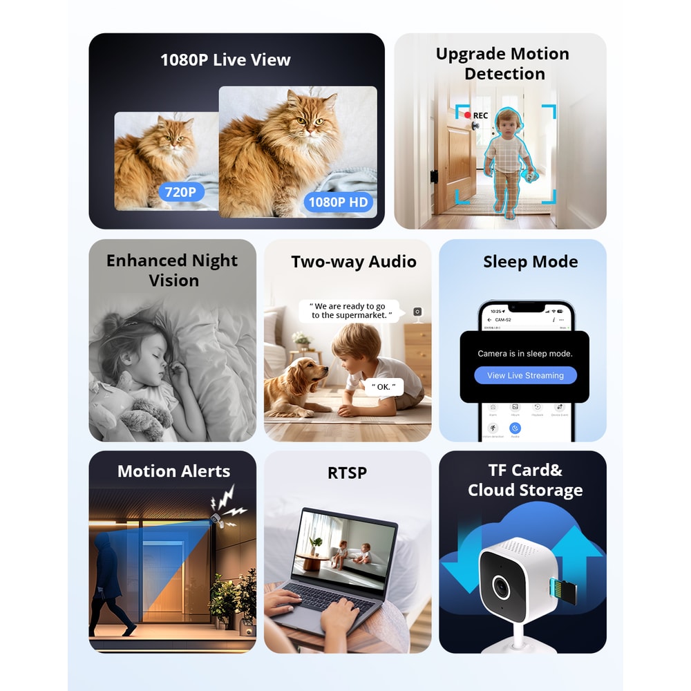 WiFi Smart Home Security Camera HD Motion Detection TwoWay Audio EWeLink APP Alexa Google Support 5