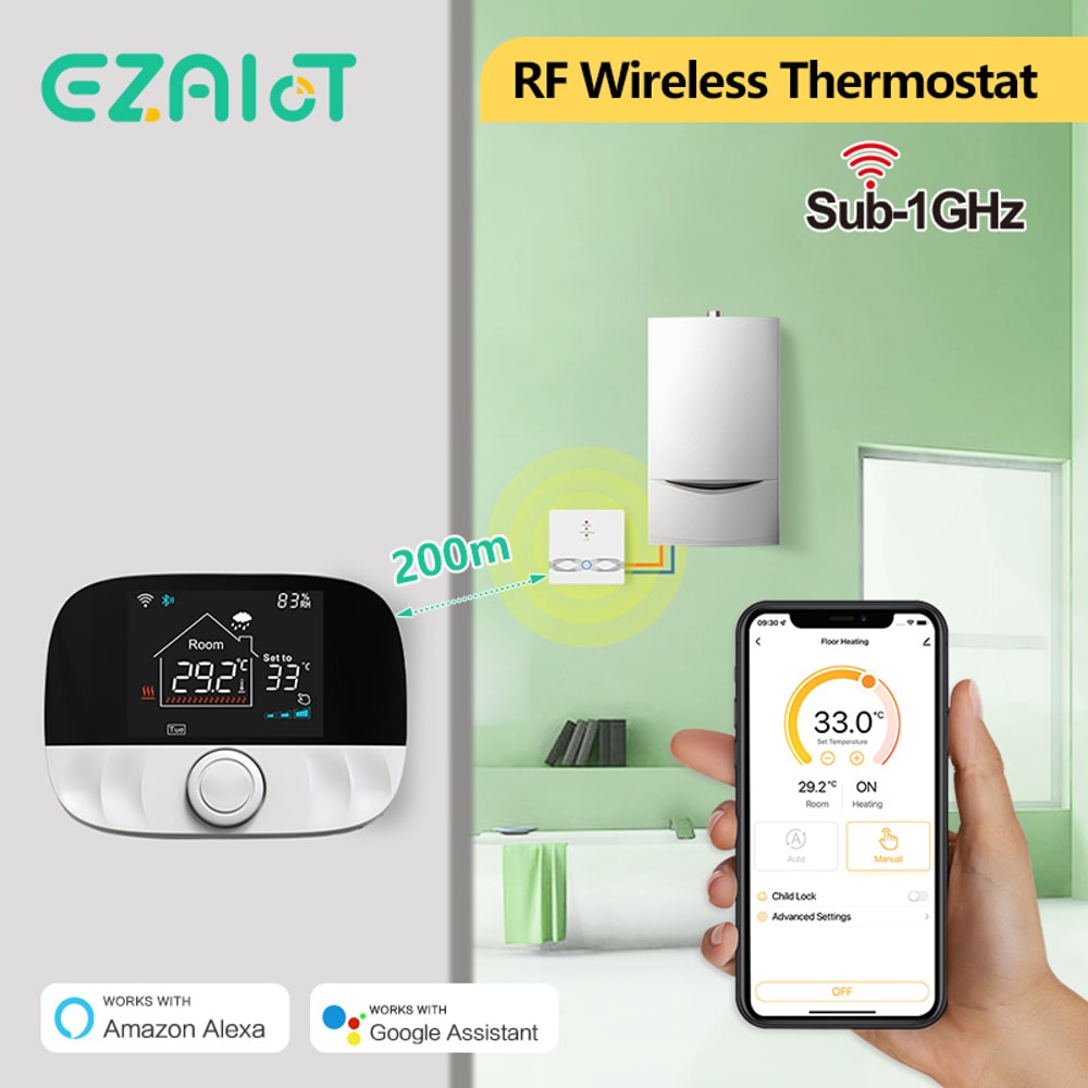 Smart Thermostat Wifi Wireless Temperature Controller For Gas Boiler Water Heating Works With Alexa 1