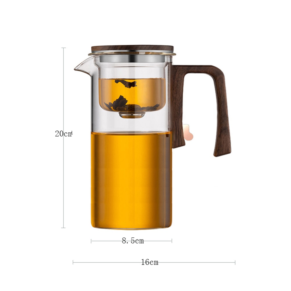 New Tea Pot With Magnetic Switch Glass Wood Handle Tea Separation 15