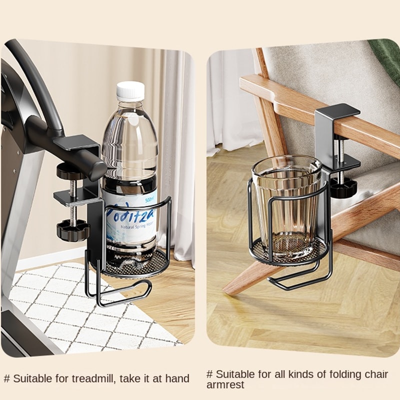 Desk Cup Holder With Headphone Hanger AntiSpill Rotation Stand Hook For Coffee Cups 3