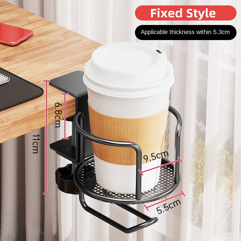 Desk Cup Holder With Headphone Hanger AntiSpill Rotation Stand Hook For Coffee Cups 6