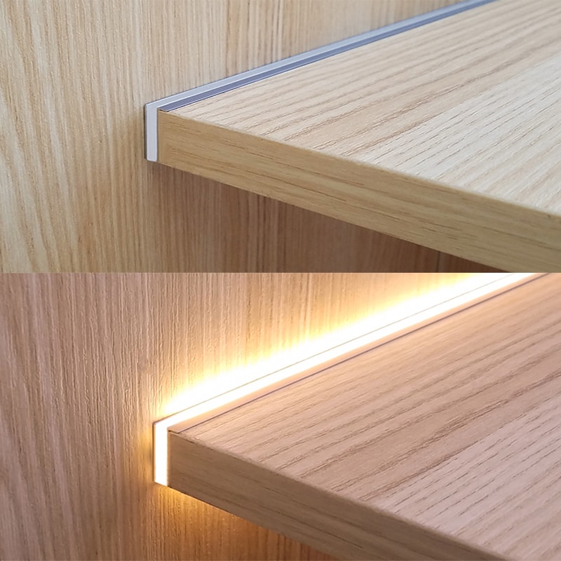 Builtin LED Strip Cabinet Shelf Panel Edge Light Lamp Invisible Glow Cupboard Back Light 0